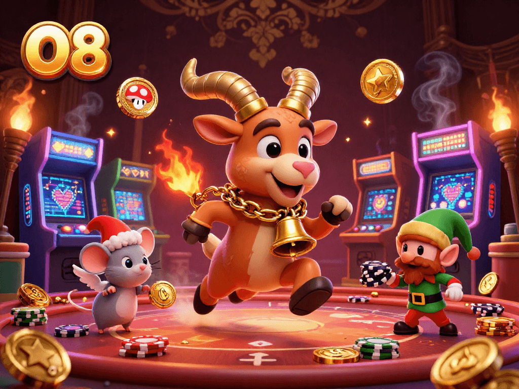 O8 engages players in festive gaming fun with lively casino elements and enchanting characters.