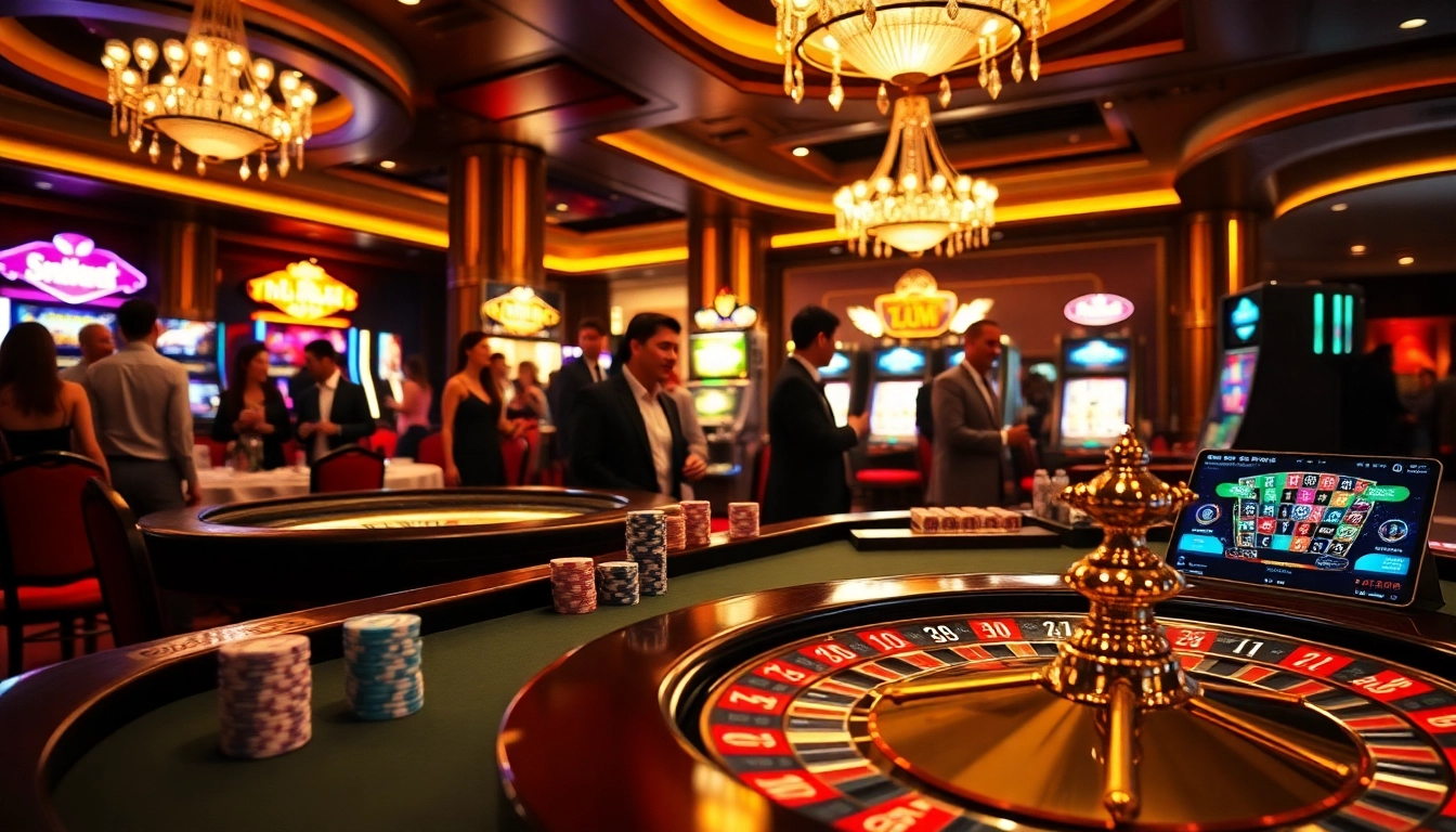 Experience the excitement of sin88 đăng nhập as players enjoy a vibrant casino atmosphere filled with thrilling games.