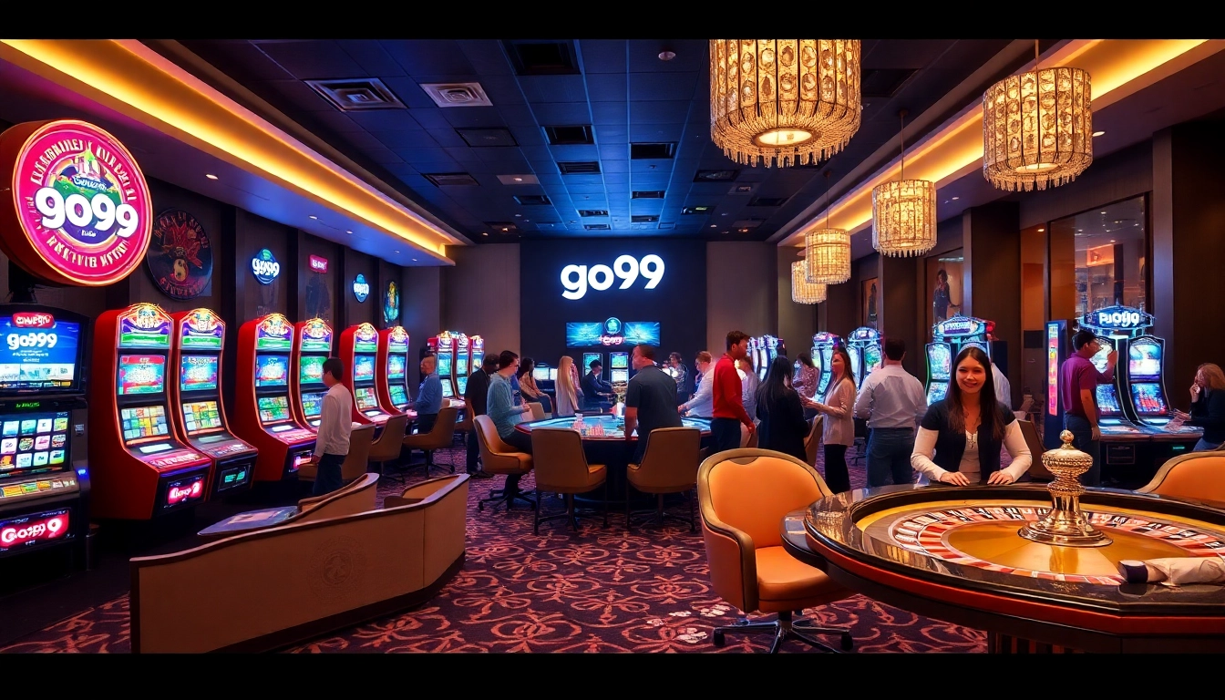 Exciting gameplay at go99 casino with vibrant slot machines and roulette.