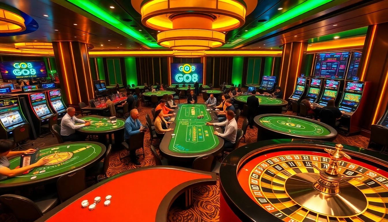 Experience thrilling gameplay at Go8's vibrant casino with poker, slots, and roulette.