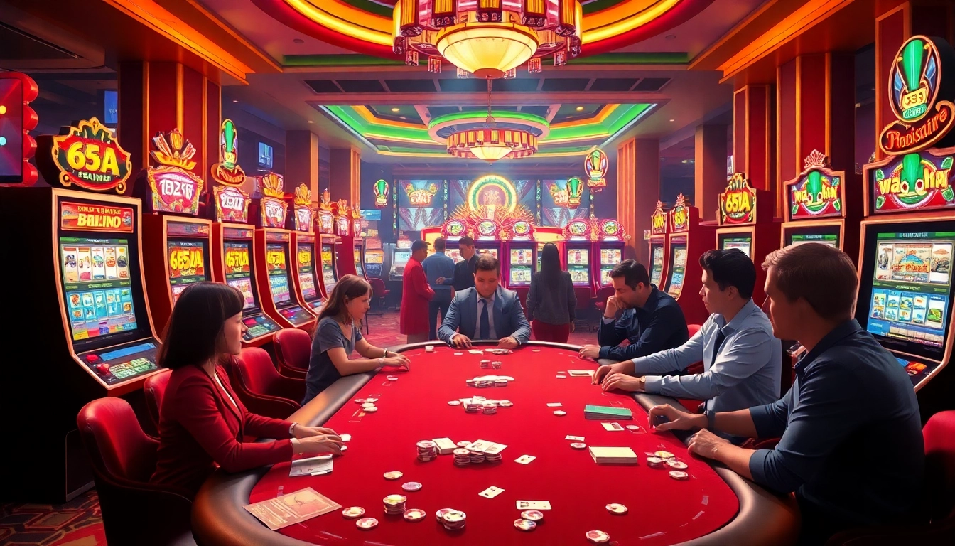 Players placing bets and winning at 65A casino, capturing the thrill of gambling.