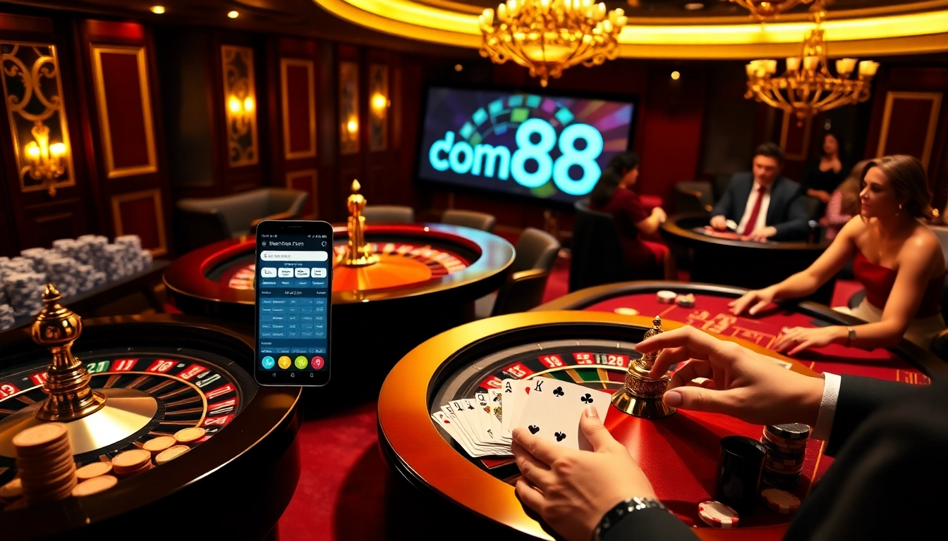 Players enjoying thrilling moments at dom88.us.com casino tables with dynamic betting options.