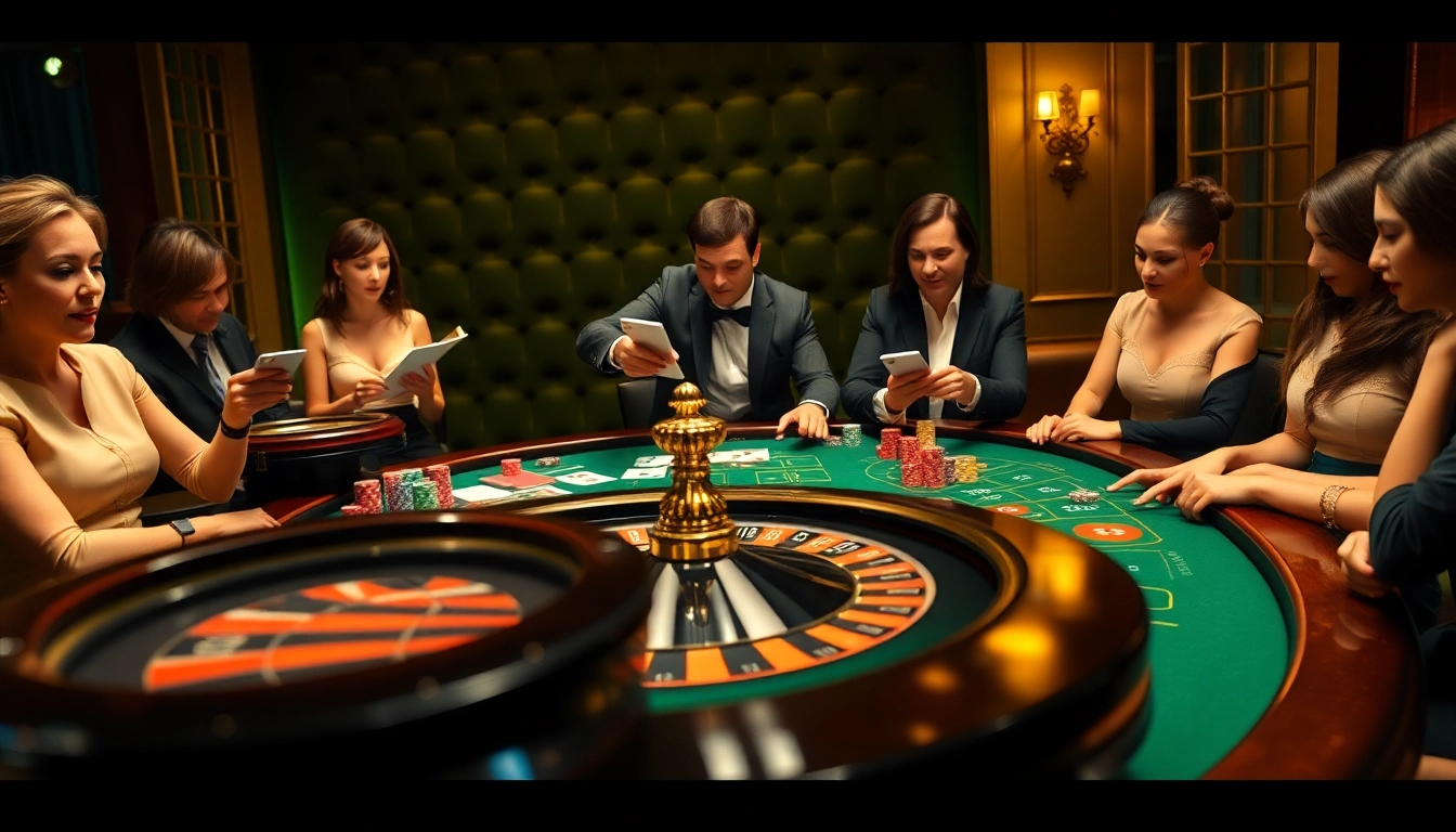 Players enjoying a thrilling game at Fun 88's poker table with vibrant chips and cards.