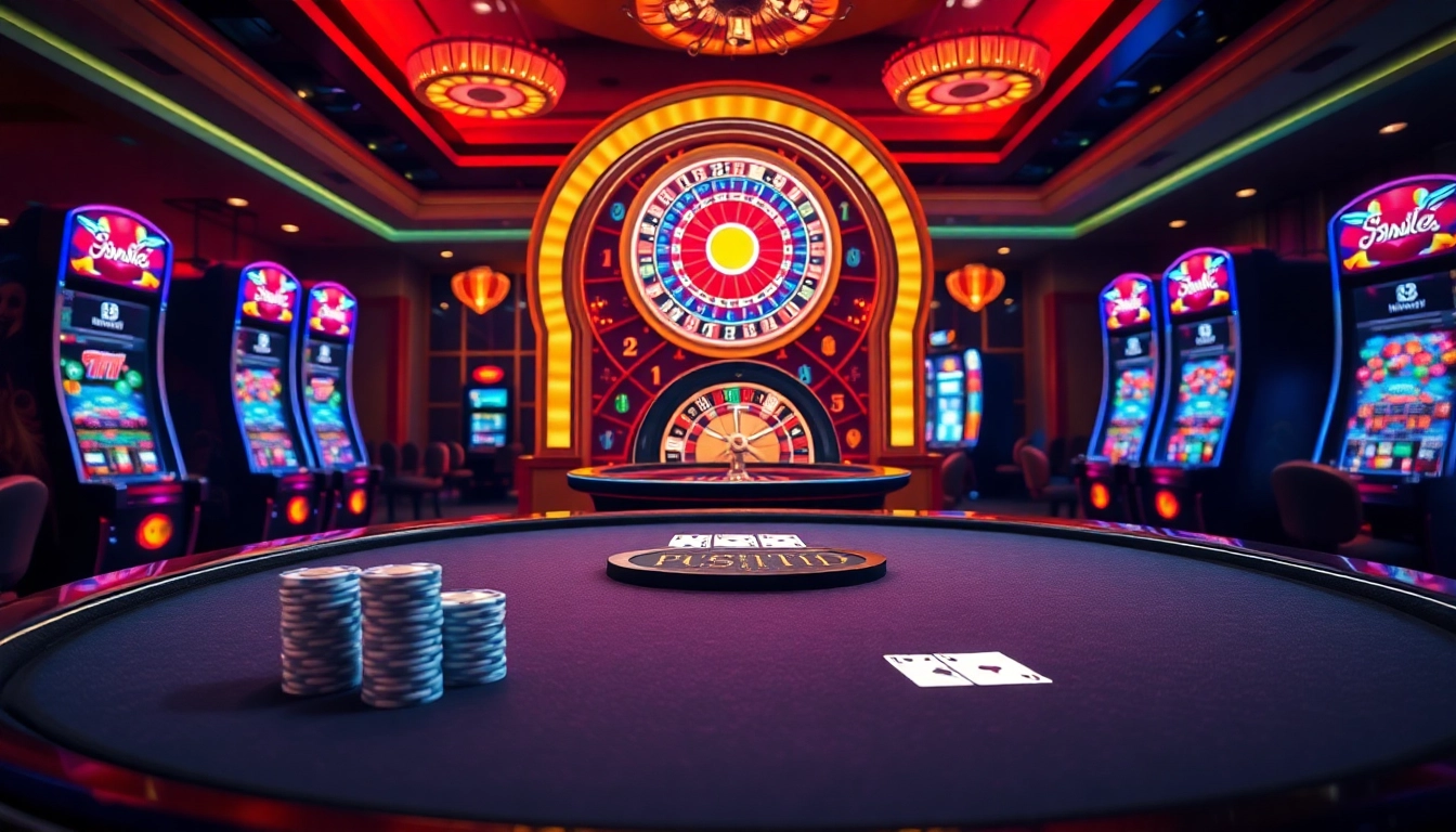 Experience thrilling games at 8KBET with vibrant casino tables and dynamic slot machines.