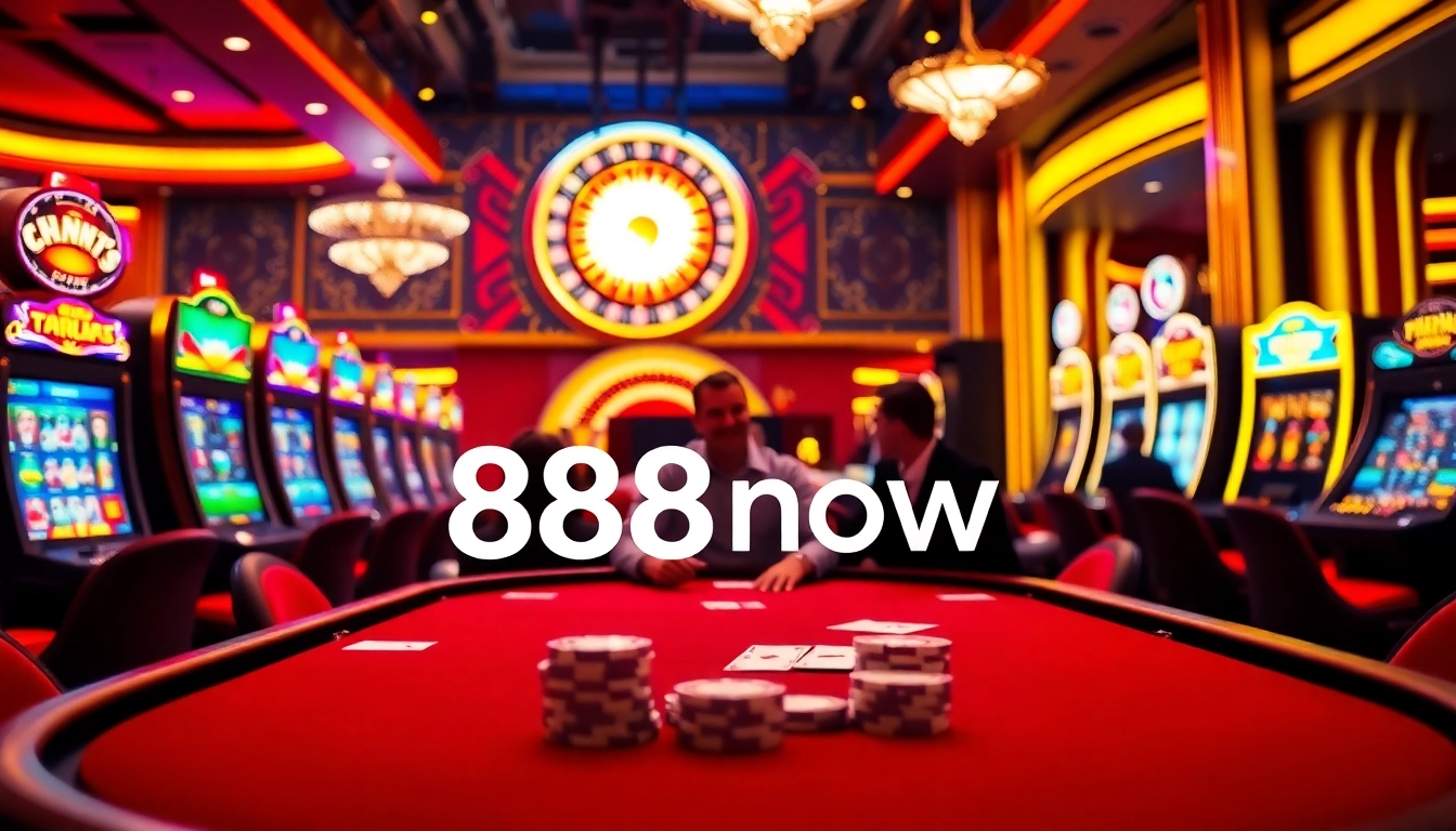 Experience thrilling gameplay at 888now with vibrant slot machines and high-stakes poker tables.