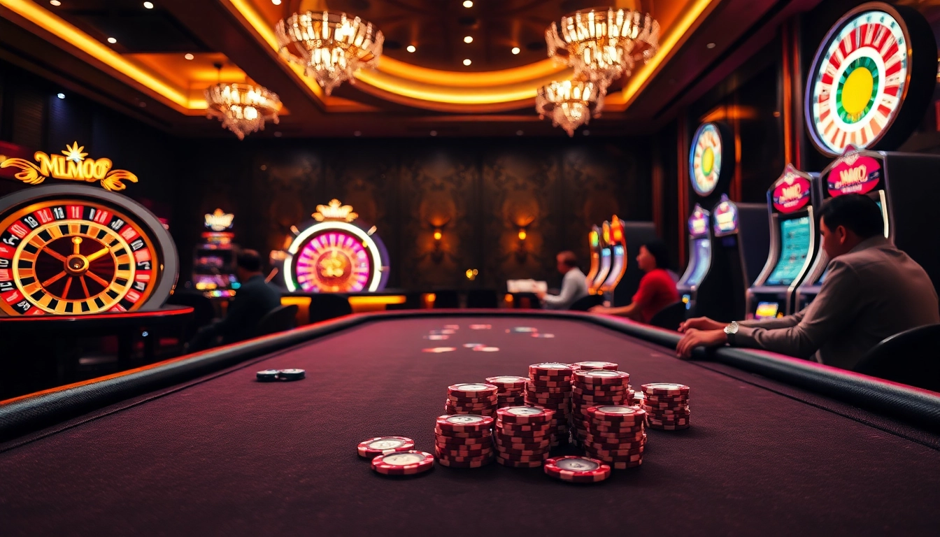 Experience the excitement of Nhà cái MMOO at a luxurious casino with vibrant games and professional gameplay.