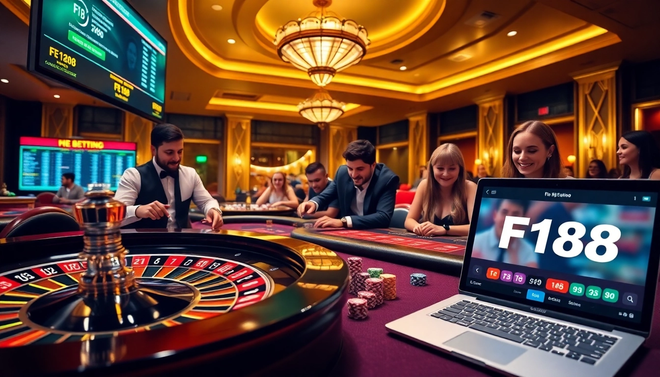 Experience the excitement of F168 casino gaming with vibrant tables and betting action.