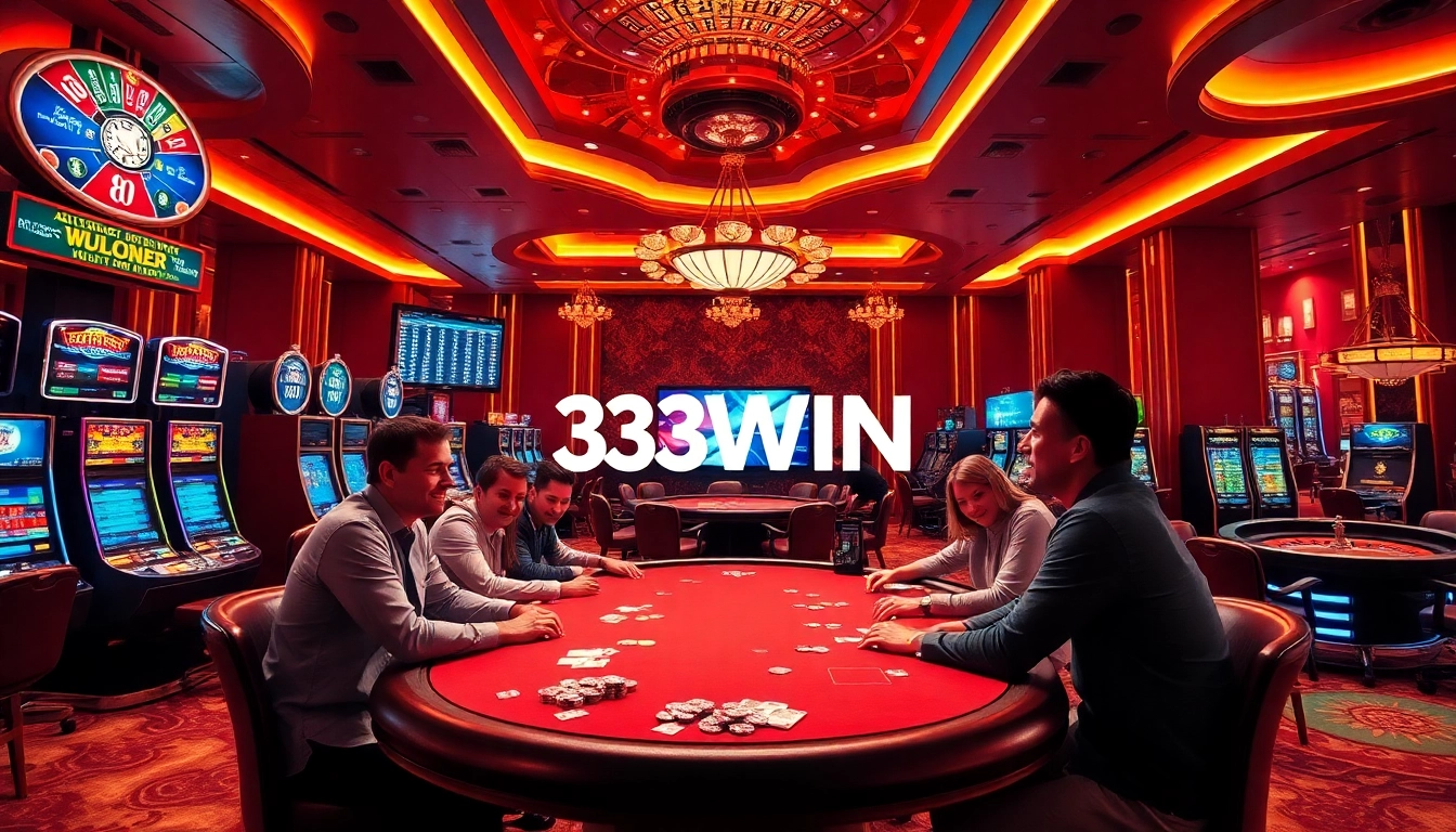 Engaged gamblers at a luxurious casino table enjoying the thrill of 33WIN betting.