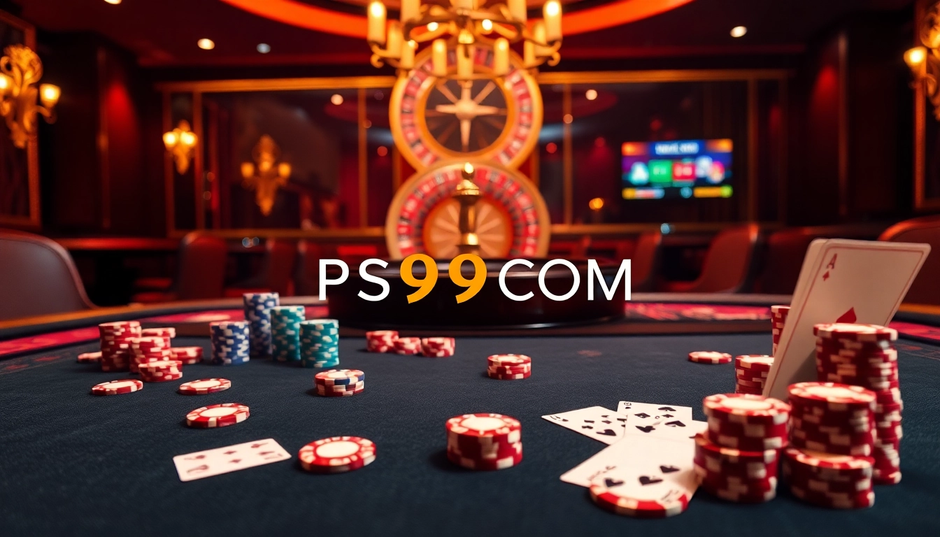 Experience the excitement of PS99COM online gambling with vibrant casino tables and games.