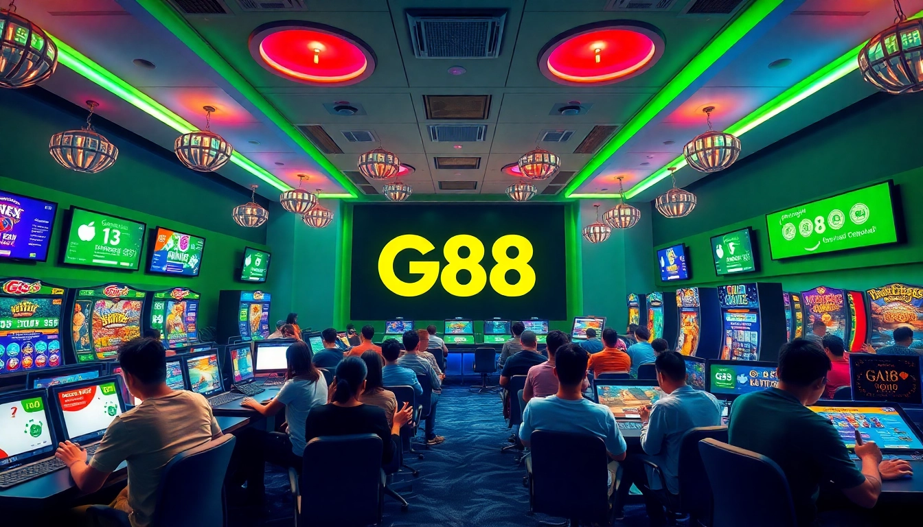 G88 gaming platform showcasing diverse gaming options and a vibrant atmosphere.