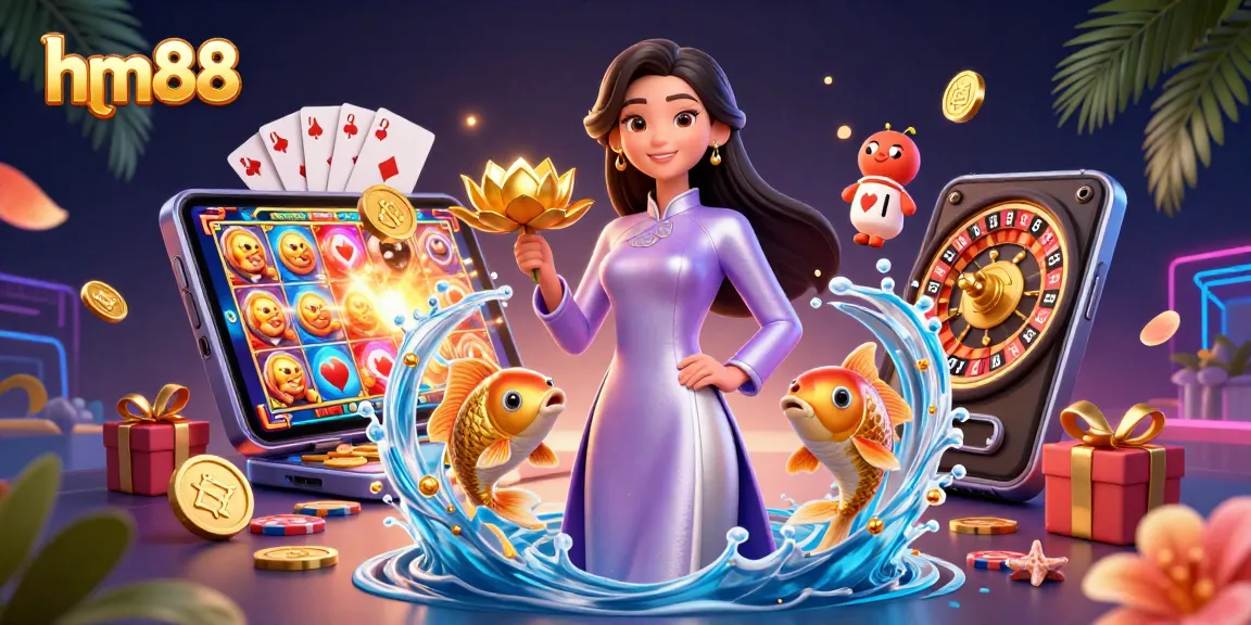 Experience exciting gaming action at hm88 with dynamic slot games and vibrant casino elements.