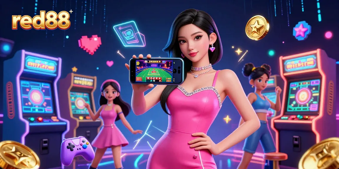 Enjoy thrilling gameplay on red88 with a photorealistic Asian woman exploring a live dealer game on her smartphone.