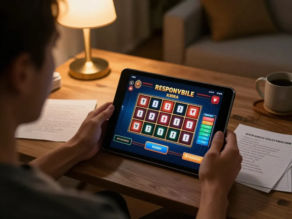 Engaging in online gaming for Link vào 9bet with tablet and strategy notes in cozy home.