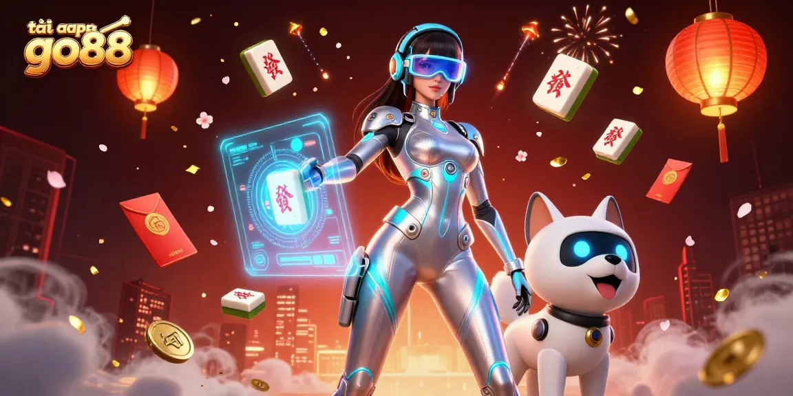 Download the tải app go88 with vibrant casino elements in a dynamic 3D scene.