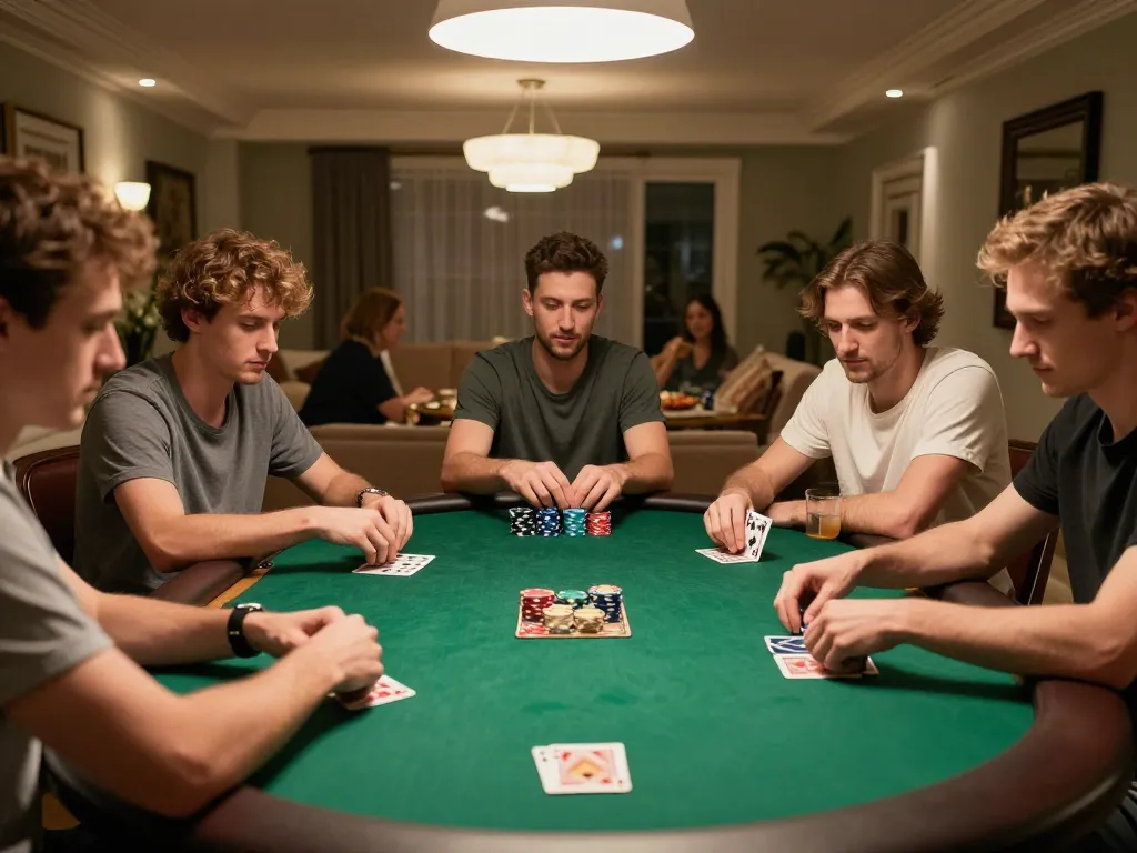 In a lively poker game scene, players strategize over cards and chips, embodying the excitement of nowgoal.