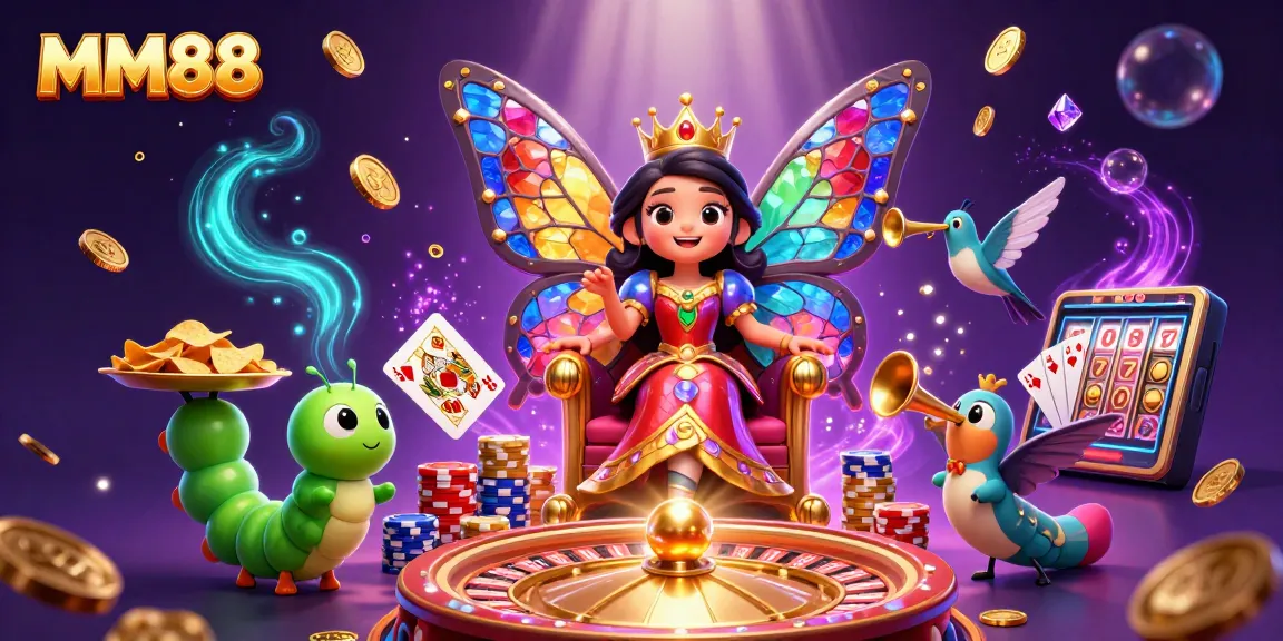 Experience the thrill of MM88 with a vibrant casino fantasy scene featuring enchanting characters and stunning visuals.