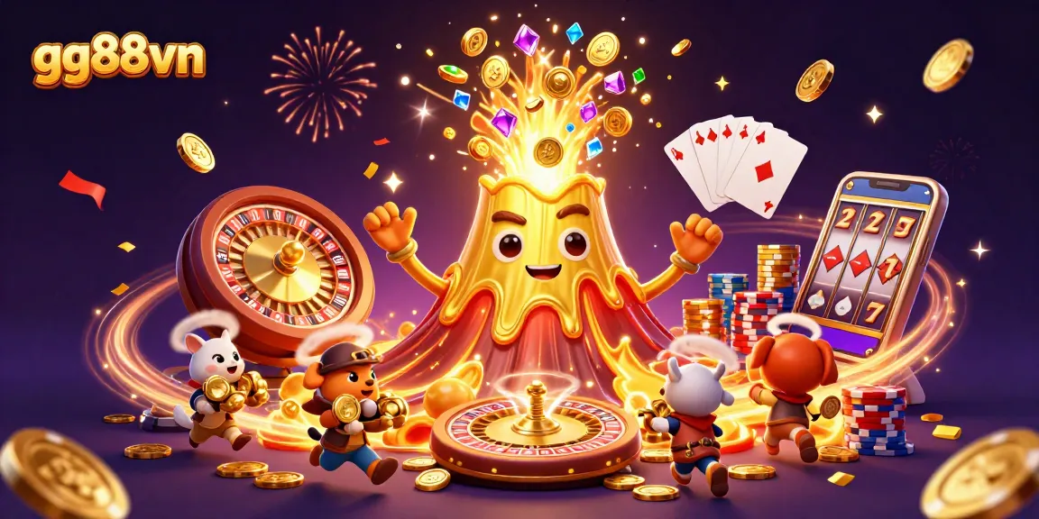 Experience thrilling wins at gg88vn with excited adventurers amidst a cascade of coins and treasures.