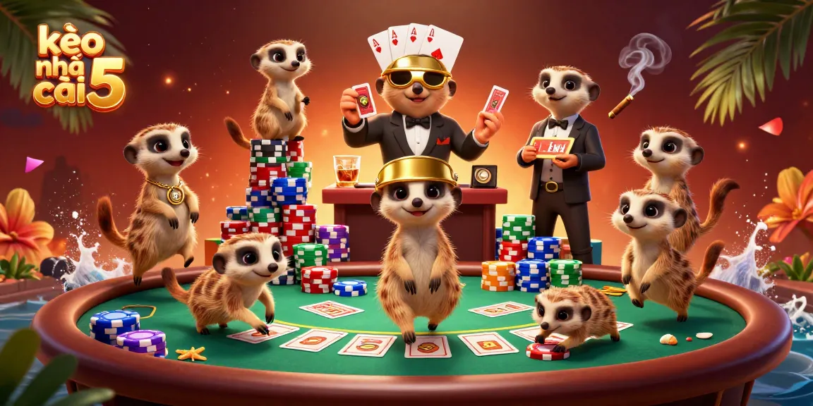 Experience the excitement of kèo nhà cái 5 with meerkats managing a vibrant casino scene.