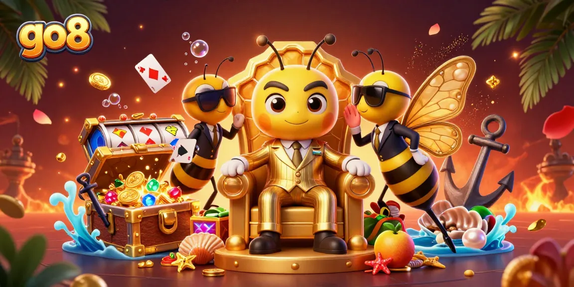 Engage with go8 slots as a bumblebee mob boss leads a dynamic casino scene filled with luck.
