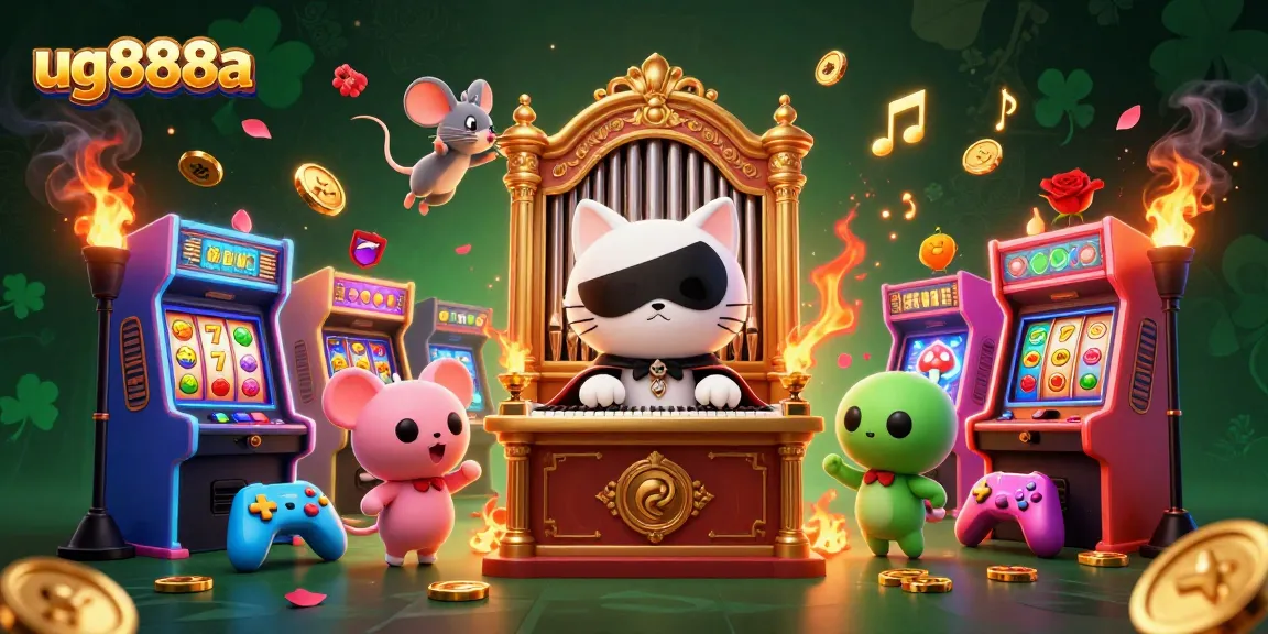 Engage with exciting slot reels and characters at ug888a in a vibrant casino scene.