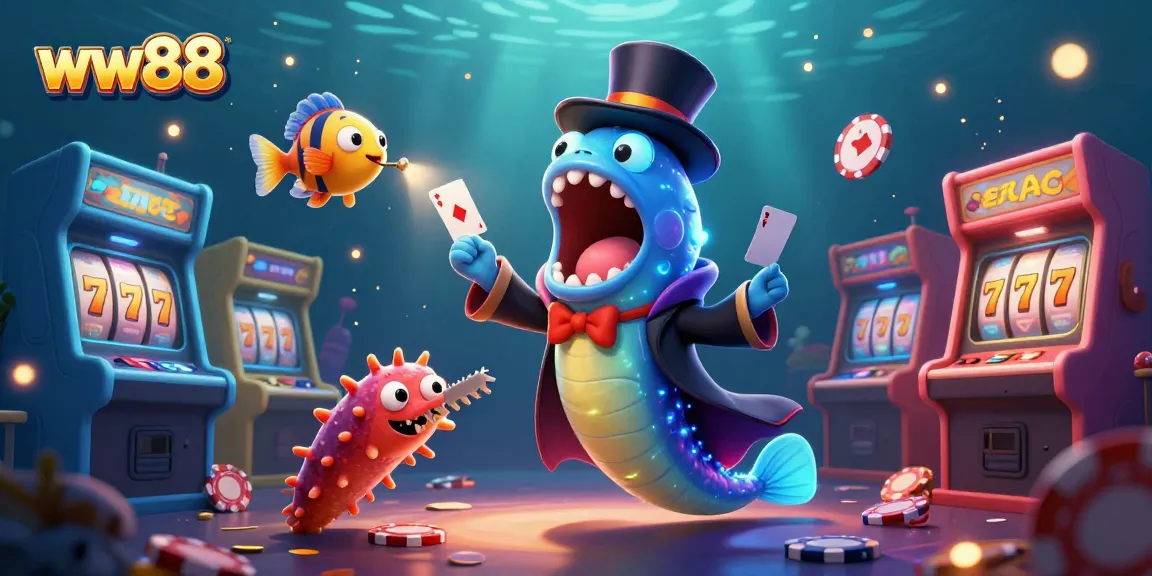 Play thrilling games at ww88 where a magical underwater scene brings casino elements to life.