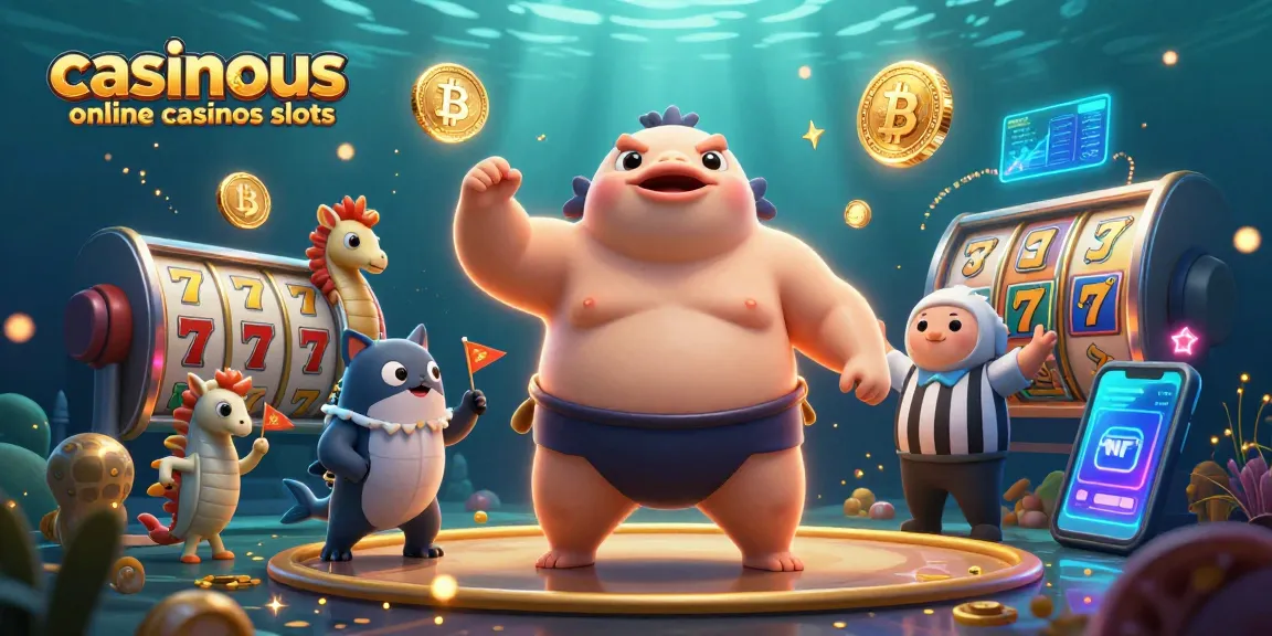 Engage with exciting casinous online casinos slots in a vibrant underwater casino scene featuring a fugu and colorful elements.