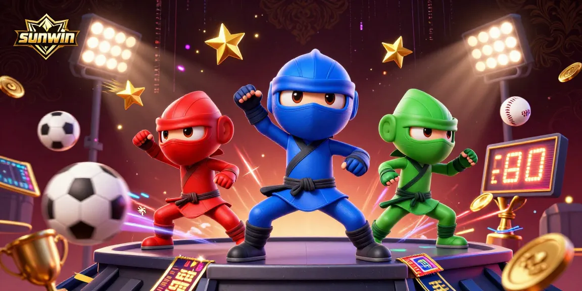 Engage with exciting games at sunwin, featuring vibrant 3D ninja chameleons and sports elements in action.