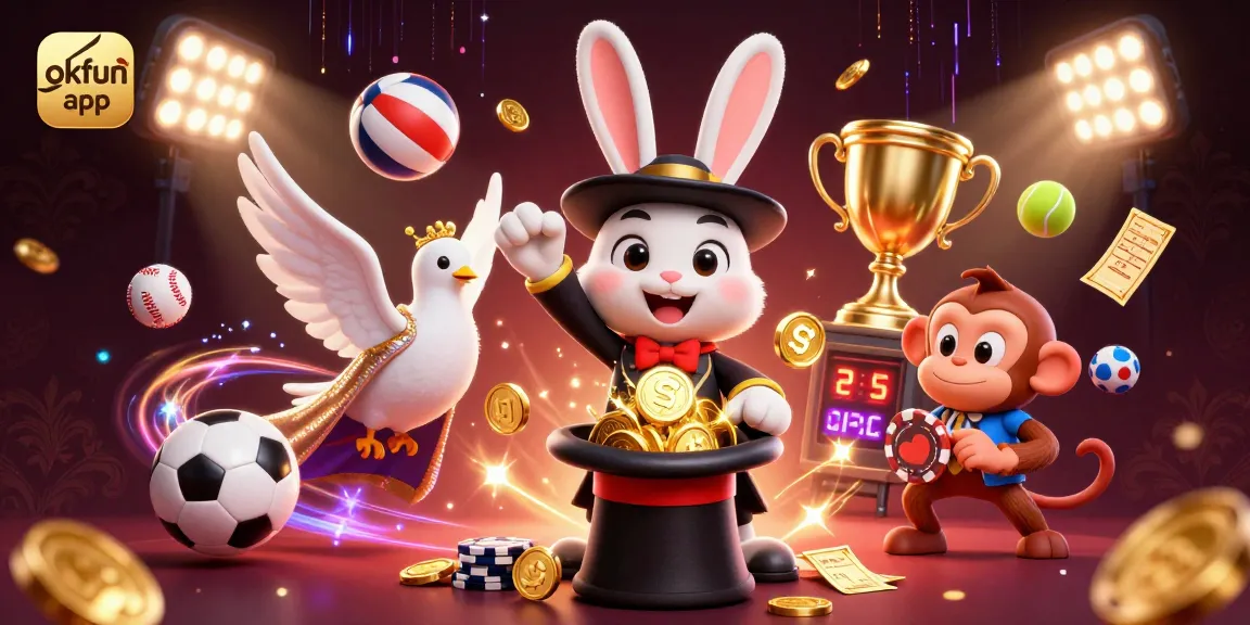 Experience dynamic sports betting action with the okfun app featuring fun animated characters and thrilling casino elements.