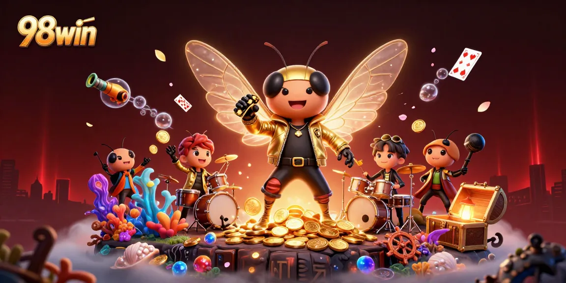 Experience the excitement of 98win casino with dynamic characters in a rich, vibrant scene.