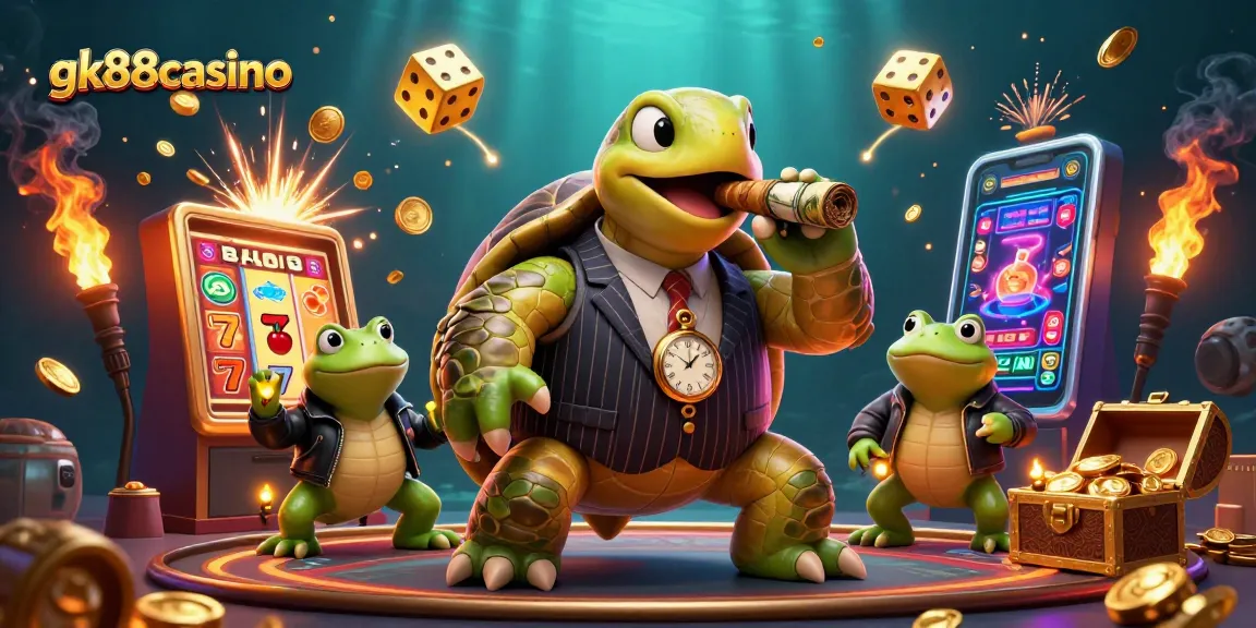 Experience exciting gaming at gk88casino with a vibrant casino scene featuring characters and game elements.