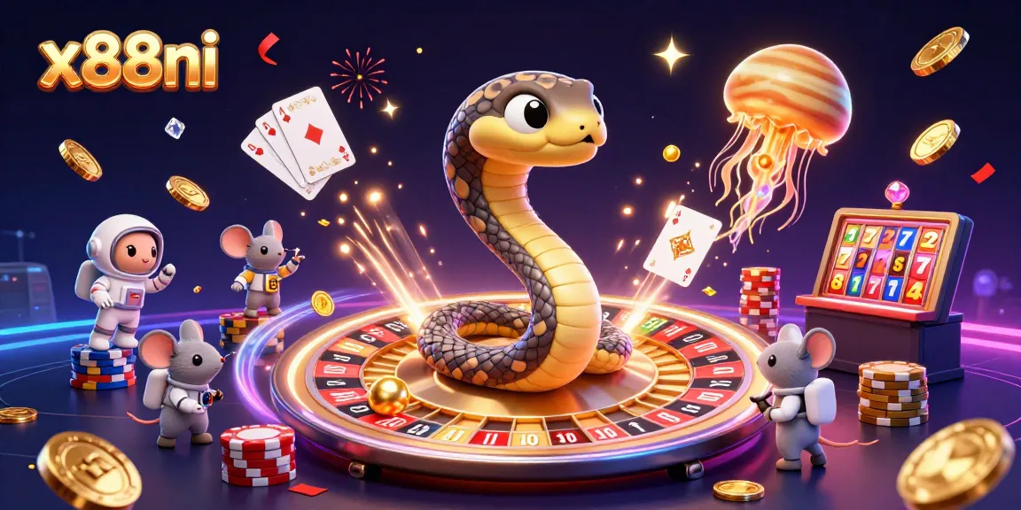 Spin the roulette wheel with x88ni's cosmic dealer and vibrant gaming elements.